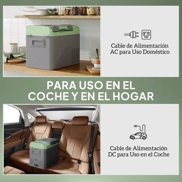 Bärbar kylbox/kylskåp - Campingkylbox - HDPE/PP - EU-kontakt - 60,2 x 33,4 x 41,4 cm - Ljusgrå