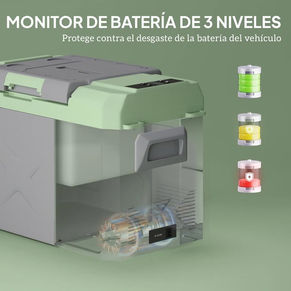 Bärbar kylbox/kylskåp - Campingkylbox - HDPE/PP - EU-kontakt - 60,2 x 33,4 x 41,4 cm - Ljusgrå