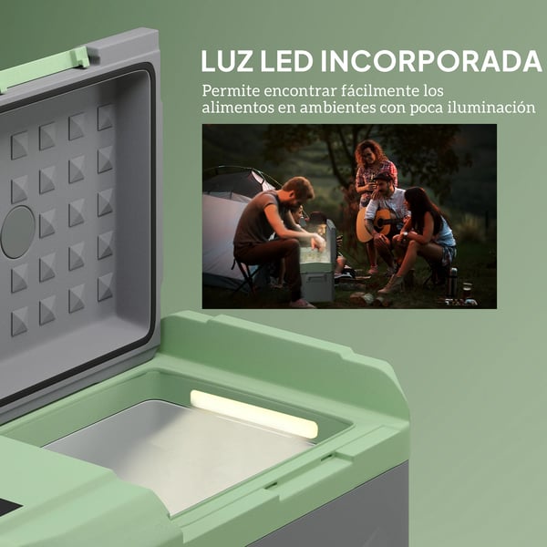 Bärbar kylbox/kylskåp - Campingkylbox - HDPE/PP - EU-kontakt - 60,2 x 33,4 x 41,4 cm - Ljusgrå