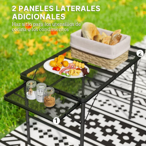 Campingbord - Hopfällbart utebord - Aluminium - Mått 137 x 62 x 67 cm - För camping och picknick - Svart