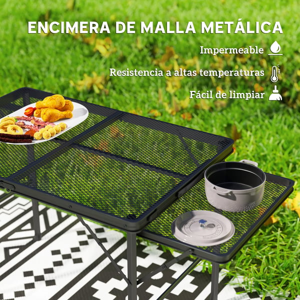Campingbord - Hopfällbart utebord - Aluminium - Mått 137 x 62 x 67 cm - För camping och picknick - Svart
