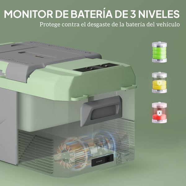 Bärbar kylbox/kylskåp - Elektrisk - 61×34×32,4 cm - HDPE/PP - EU-kontakt - Ljusgrå