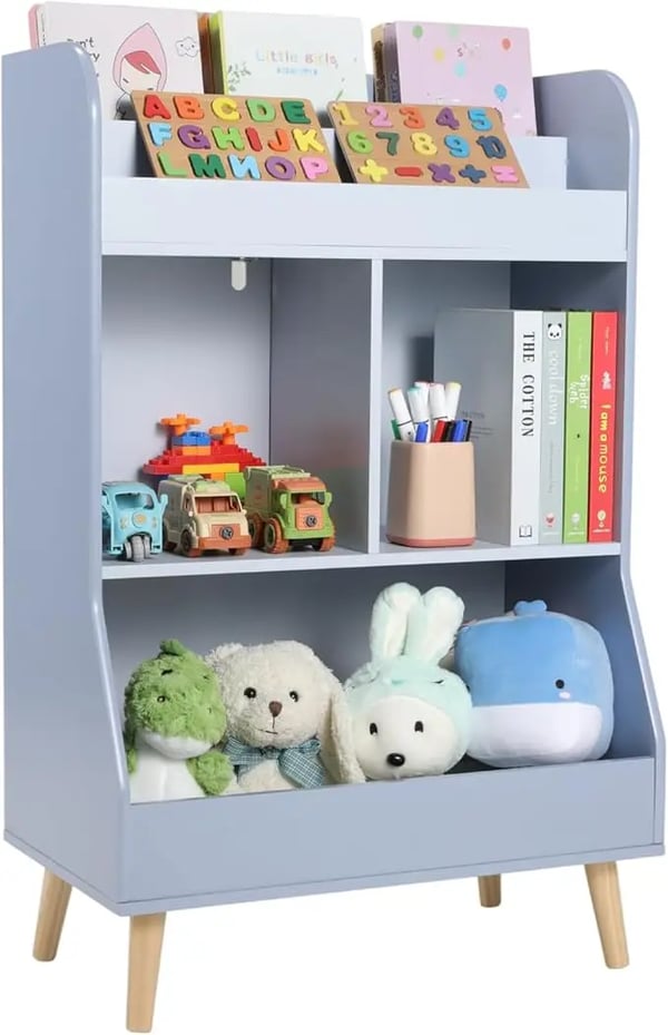 Lasten kirjahylly ja lelujen säilytys - Lastenhylly - 5 hyllyä, MDF/lastulevy, 62×34×93,5 cm, koottava - Vaaleansininen