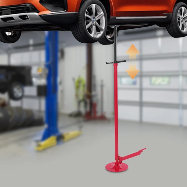 Støttestativ til billøfter - Underlift støttebuk - Max 0,75 t - Justerbar højde 133,5–200 cm - Base Ø30 cm - Gevindstang 75 cm - Stål med gummipad