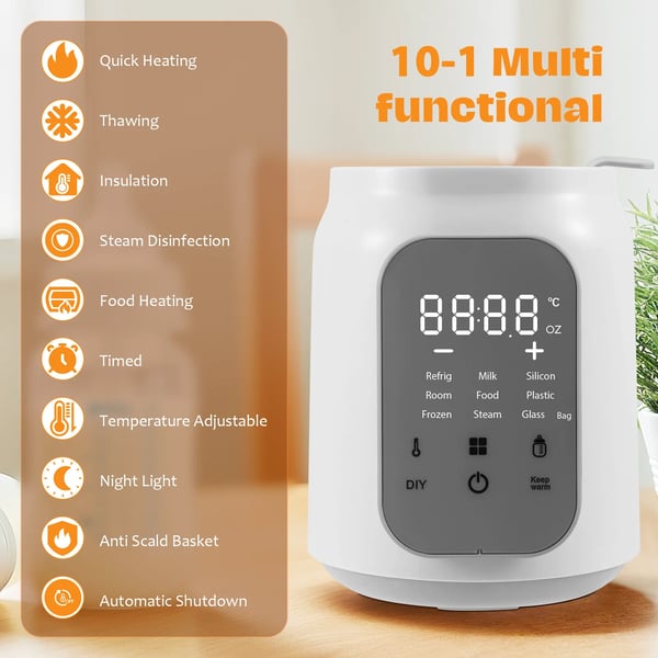 Vauvan tuttipullonlämmitin - Sähköinen 220V EU - Nopea lämmitys - 24 h lämpimänä pito - Hiljainen - Sopii eri pullomateriaaleille - Valkoinen