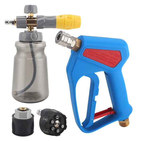 Autopesu Vaahdotin - 6‑in‑1 Suutin & Vaahdotussäiliö - Painepesuriin - Sovitin K‑sarjaan K2–K7 - Max 5000 PSI - Sininen