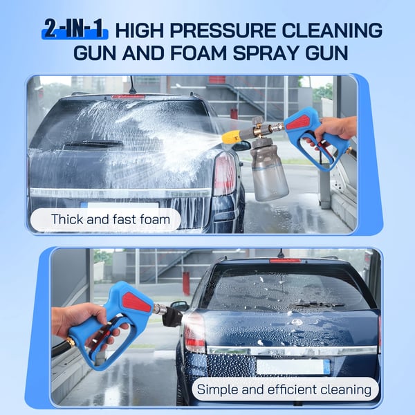 Autopesu Vaahdotin - 6‑in‑1 Suutin & Vaahdotussäiliö - Painepesuriin - Sovitin K‑sarjaan K2–K7 - Max 5000 PSI - Sininen
