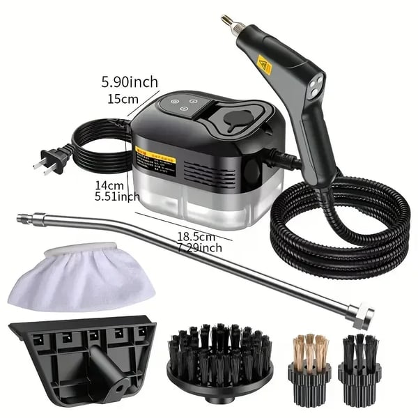 Höyrypuhdistin - Käsimalli - 2500 W - 220 V EU-pistoke - Korkea lämpötila - >30 min höyry - Musta