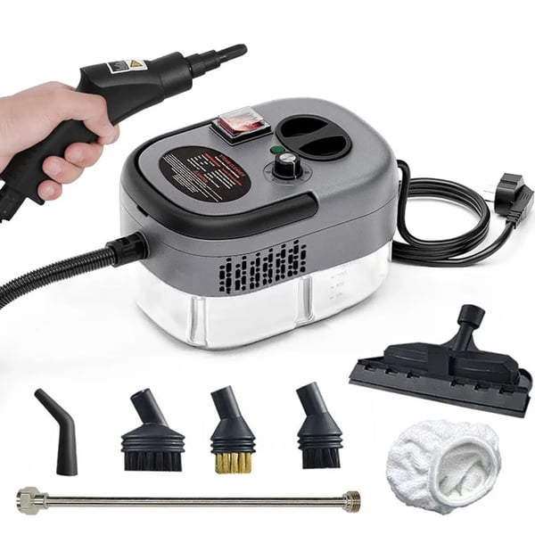 Höyrypuhdistin - Käsikäyttöinen Höyrypesuri - Teho 2500 W - Korkea Paine ja Lämpö - Höyryä >30 Minuuttia - EU-Pistoke 220 V - Vaaleanharmaa