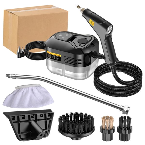 Höyrypuhdistin - Käsimalli - 2500 W - 220 V EU-pistoke - Korkea lämpötila - >30 min höyry - Musta