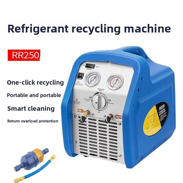 Kølemiddel/Freon-genvindingsmaskine - RR250 - Effekt 0,75 hk - Til HVAC, AC & køleskab - Vægt 15 kg - Turkis