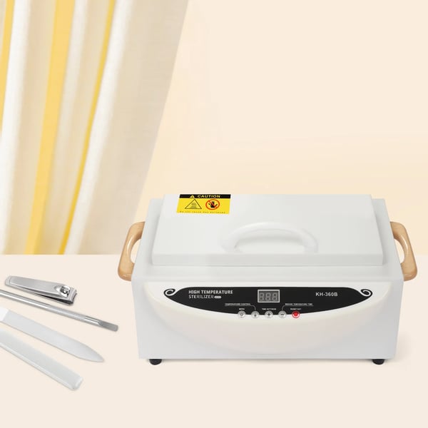 Varmluftsterilisator 1 L til neglesalon - KH-360B - 500 W - Temperatur 0–250 °C - Tidsur 0–90 min - AC220–240 V 50–60 Hz - Rustfrit stål - Hvid