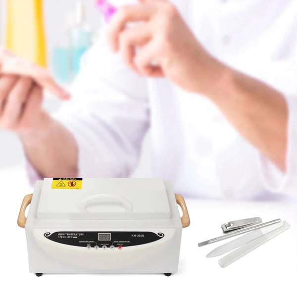 Varmluftsterilisator 1 L til neglesalon - KH-360B - 500 W - Temperatur 0–250 °C - Tidsur 0–90 min - AC220–240 V 50–60 Hz - Rustfrit stål - Hvid