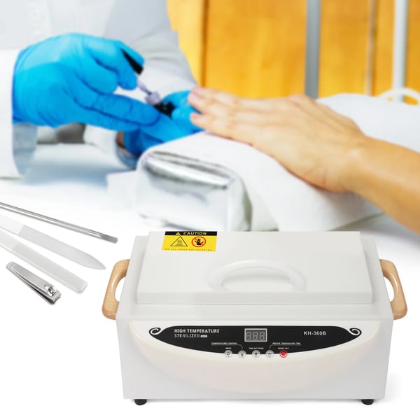 Varmluftsterilisator 1 L til neglesalon - KH-360B - 500 W - Temperatur 0–250 °C - Tidsur 0–90 min - AC220–240 V 50–60 Hz - Rustfrit stål - Hvid