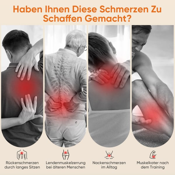 Massagepistol - Slagmassage Til Dybvæv - Med 8 Hoveder - 3 Tilstande - 30 Hastigheder - Til Nakke, Ben, Arme - Natural Black