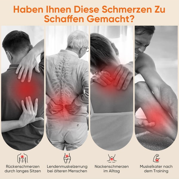 Massagepistol - Slagmassage Til Dybvæv - Med 8 Hoveder - 3 Tilstande - 30 Hastigheder - Til Nakke, Ben, Arme - Natural Black