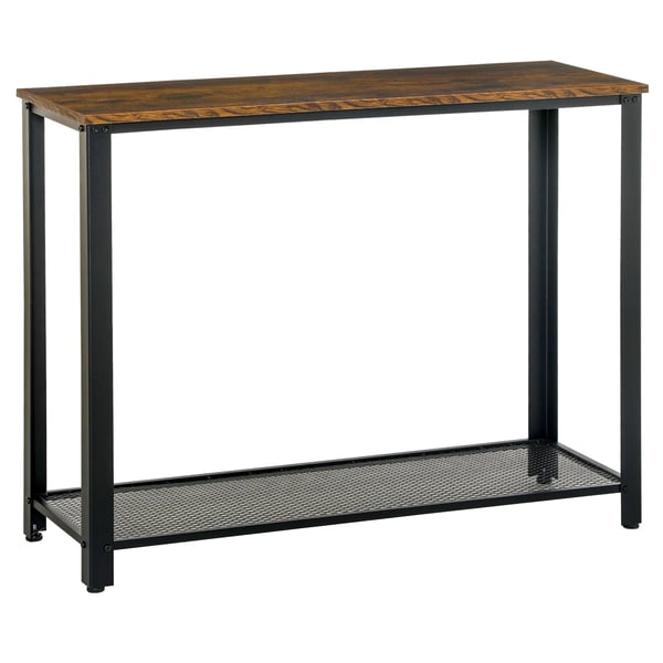 Konsolbord - Hallbord - Med Nedre Hylla - 101×35×80 cm - Industriell Stil - Montering Krävs - Brun/Svart