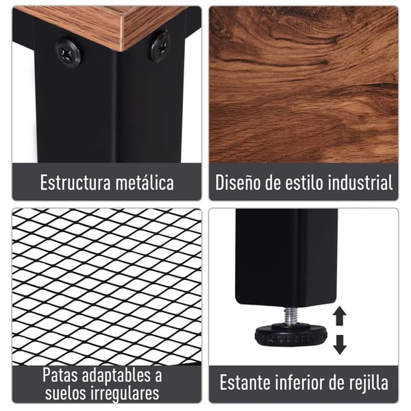 Konsolbord - Hallbord - Med Nedre Hylla - 101×35×80 cm - Industriell Stil - Montering Krävs - Brun/Svart