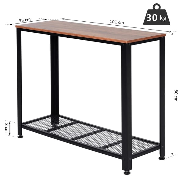 Konsolbord - Hallbord - Med Nedre Hylla - 101×35×80 cm - Industriell Stil - Montering Krävs - Brun/Svart