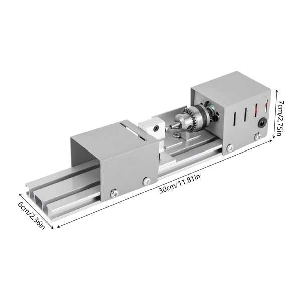Mini drejebænk - Trædrejebænk - 96W Motor - 7 Gear - 4000–9000 o/min - Med 6 snittejern - EU-stik - Hvid