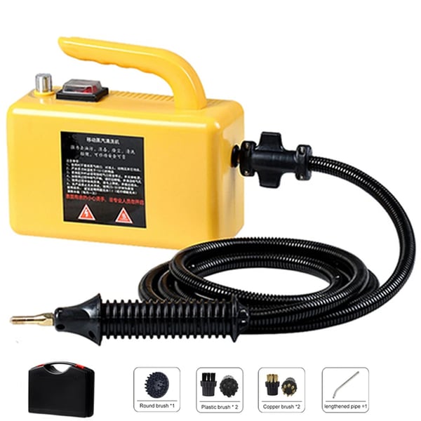 Korkeapaineinen höyrypuhdistin - Käsikäyttöinen steamer - Teho 2600 W - Saumoille & laatoille - Auton sisusta & koti - EU-pistoke 220 V - Keltainen