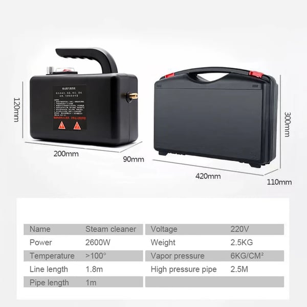 Korkeapaineinen höyrypuhdistin - Käsikäyttöinen steamer - Teho 2600 W - Saumoille & laatoille - Auton sisusta & koti - EU-pistoke 220 V - Keltainen