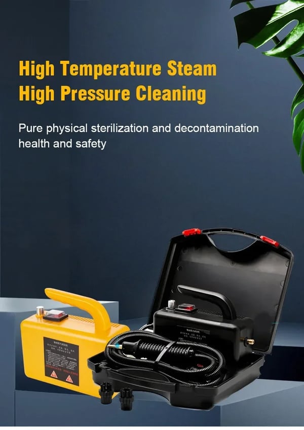 Korkeapaineinen höyrypuhdistin - Käsikäyttöinen steamer - Teho 2600 W - Saumoille & laatoille - Auton sisusta & koti - EU-pistoke 220 V - Keltainen