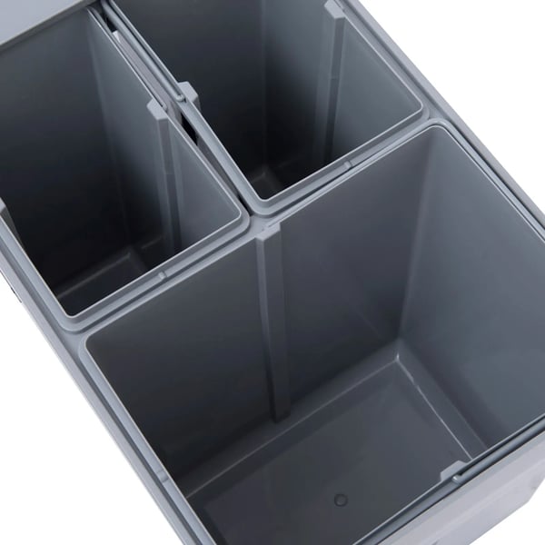 Kökssoptunna - 3-facks återvinningskärl - Avfallssortering - 48 x 34,2 x 41,8 cm - Grå