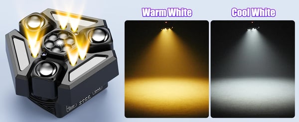 Scenelys - Moving Head 3-armet - 180W - Bee Eye Rotation - DMX512 24/32CH - RGBW Beam & Strobe - Lydaktiv & Auto - Varmt lys