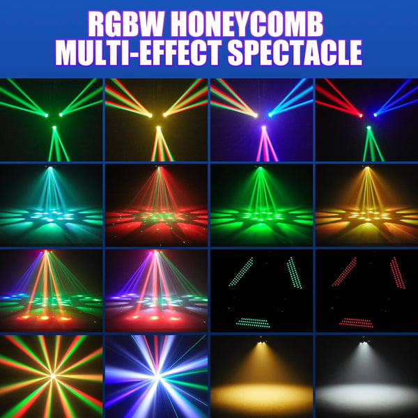 Scenelys - Moving Head 3-armet - 180W - Bee Eye Rotation - DMX512 24/32CH - RGBW Beam & Strobe - Lydaktiv & Auto - Varmt lys