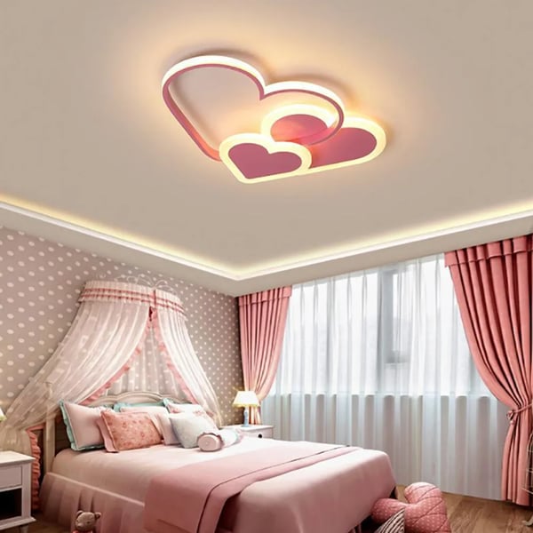 Hjerteformet LED-loftlampe - Plafond - 36 W - 3000–6000 K - Dæmpbar - Fjernbetjening - 55 x 36 x 6 cm - Lyserød
