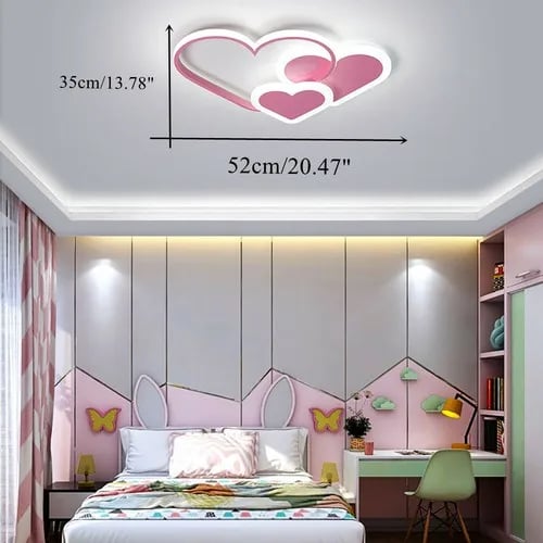 Hjerteformet LED-loftlampe - Plafond - 36 W - 3000–6000 K - Dæmpbar - Fjernbetjening - 55 x 36 x 6 cm - Lyserød