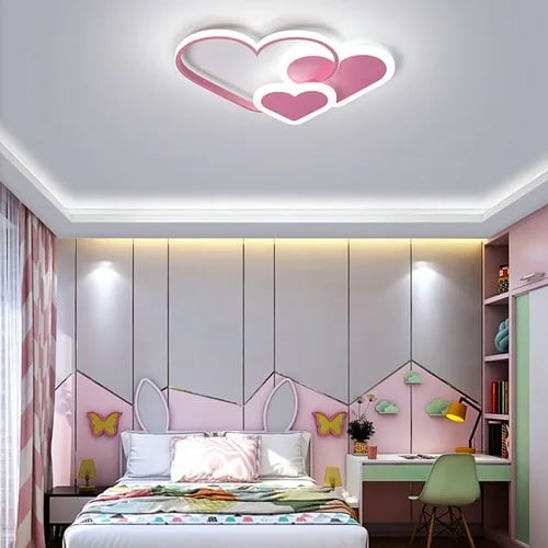 Hjerteformet LED-loftlampe - Plafond - 36 W - 3000–6000 K - Dæmpbar - Fjernbetjening - 55 x 36 x 6 cm - Lyserød