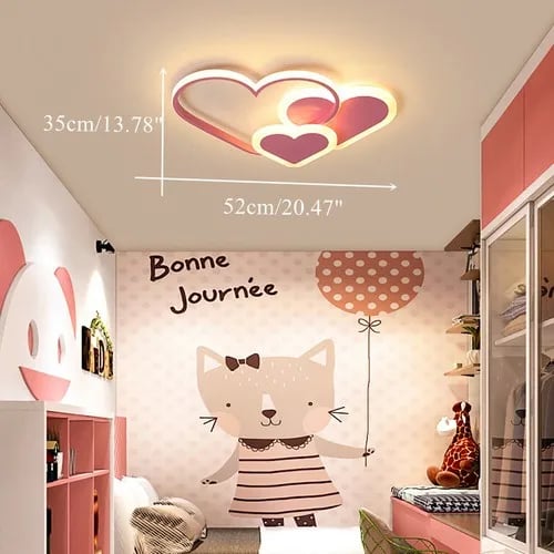 Hjerteformet LED-loftlampe - Plafond - 36 W - 3000–6000 K - Dæmpbar - Fjernbetjening - 55 x 36 x 6 cm - Lyserød