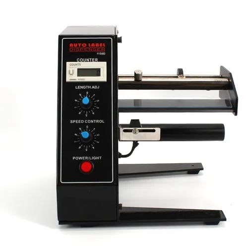 Automatisk etiketdispenser/aftrækker - AL-1150D - Etiketbredde 4–140 mm, længde 3–150 mm - Max ydre Ø 250 mm - Kerne 25/50 mm - LED-tæller 0–999999