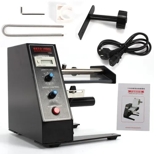 Automatisk etiketdispenser/aftrækker - AL-1150D - Etiketbredde 4–140 mm, længde 3–150 mm - Max ydre Ø 250 mm - Kerne 25/50 mm - LED-tæller 0–999999