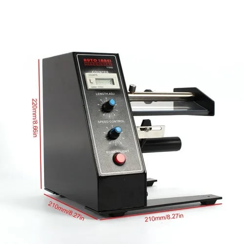 Automatisk etiketdispenser/aftrækker - AL-1150D - Etiketbredde 4–140 mm, længde 3–150 mm - Max ydre Ø 250 mm - Kerne 25/50 mm - LED-tæller 0–999999