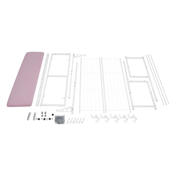 Eteiskaluste - Naulakko & kenkäpenkki - Vapaasti seisova - Penkki 100 cm - 2 hyllyä - 100×33×170 cm - Enintään 100 kg - Vaaleanpunainen