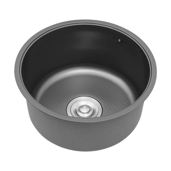 Rustfrit stål håndvask/vask med låg - Rund 40 cm - 304 rustfrit stål - Top-/under-/planmontering - Til autocamper, campingvogn, båd - Grøn