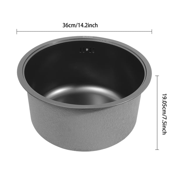 Handfat i rostfritt stål - Runt tvättställ 36 cm - 304 rostfritt stål - Med lock - Över-/under-/planmontering - För husbil/husvagn/båt - Röd