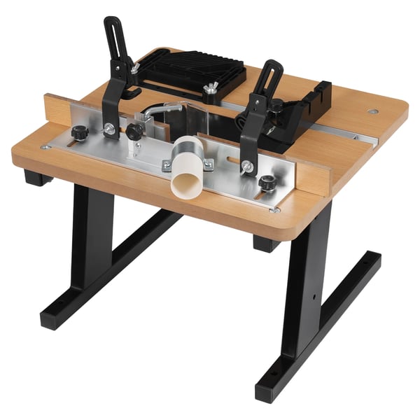 Fräsbord för överhandsfräs - 200 kg belastning - 43×40 cm bord - 7 mm platta - Ø40 mm spånsug - Stabil och precis