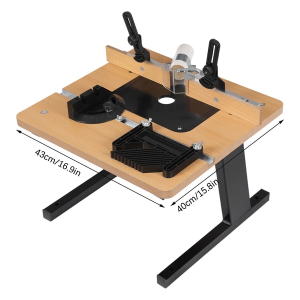 Fræsbord til overfræser - 200 kg belastning - 43×40 cm bord - 7 mm indsatsplade - Ø40 mm støvudsug - Stabil og præcis