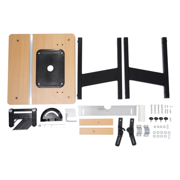 Fræsbord til overfræser - 200 kg belastning - 43×40 cm bord - 7 mm indsatsplade - Ø40 mm støvudsug - Stabil og præcis