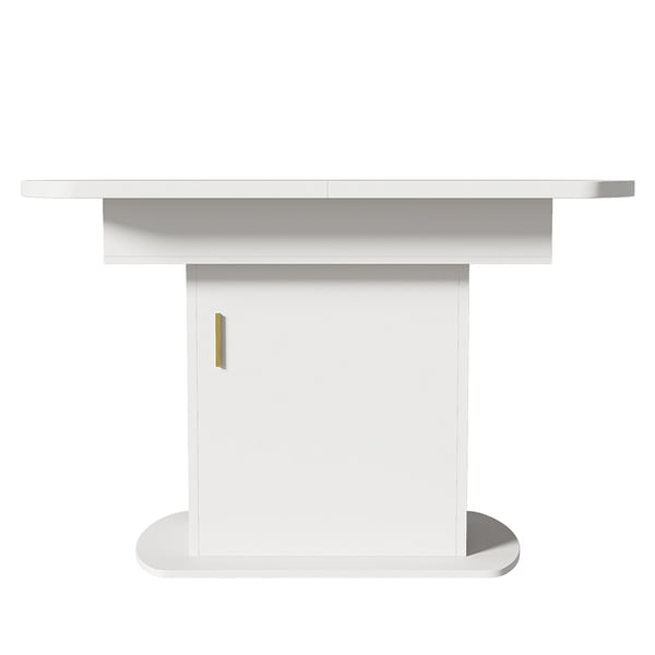 Spisebord - Ovalt udtrækkeligt - 110/130×70×75 cm - Til 2 personer - Spånplade - Minimalistisk moderne - Hvid/Guld