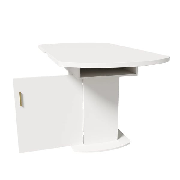 Spisebord - Ovalt udtrækkeligt - 110/130×70×75 cm - Til 2 personer - Spånplade - Minimalistisk moderne - Hvid/Guld