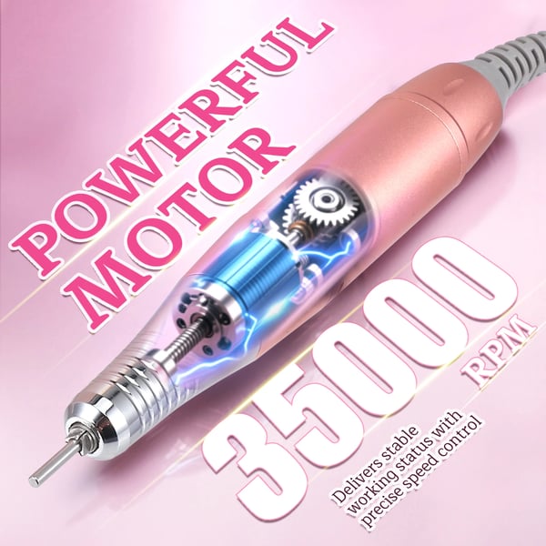 Kynsipora ja sähköinen kynsiviila - Manikyyrihiomakone - 13-osainen setti - 35 000 kierrosta/min - 4000 mAh akku - Langaton - Tumman khaki