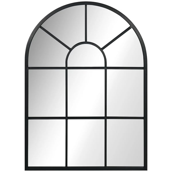 Dekorativ Väggspegel - Fönsterspegel - 50x70 cm - 2 cm Djup - Metall & Glas - Väggmonterad - Svart