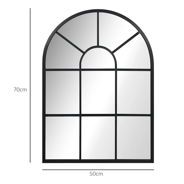 Dekorativ Väggspegel - Fönsterspegel - 50x70 cm - 2 cm Djup - Metall & Glas - Väggmonterad - Svart