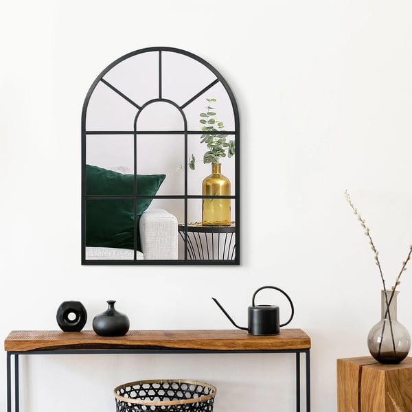 Dekorativ Väggspegel - Fönsterspegel - 50x70 cm - 2 cm Djup - Metall & Glas - Väggmonterad - Svart