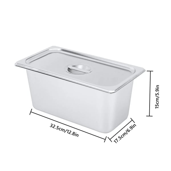 Gastronorm Bakke - GN 1/3 - 15 cm Dyb - 0,35 cm Tykkelse - Anti-Jam - Med Låg - 4-Pak - Rustfrit Stål